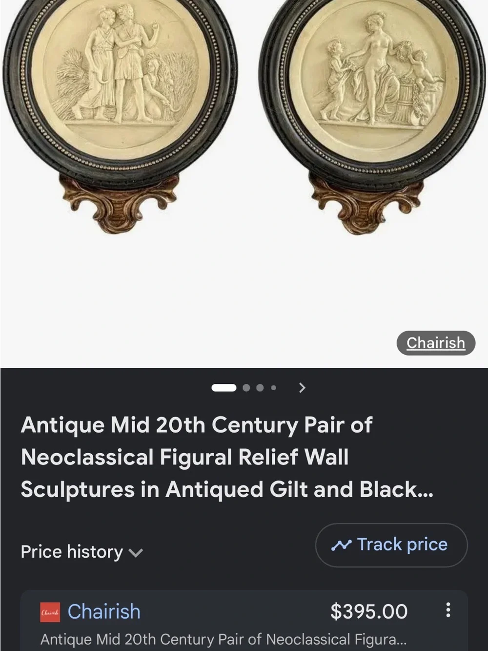 Mid 20th Century Pair of Neoclassical Figural Relief Wall Sculptures in